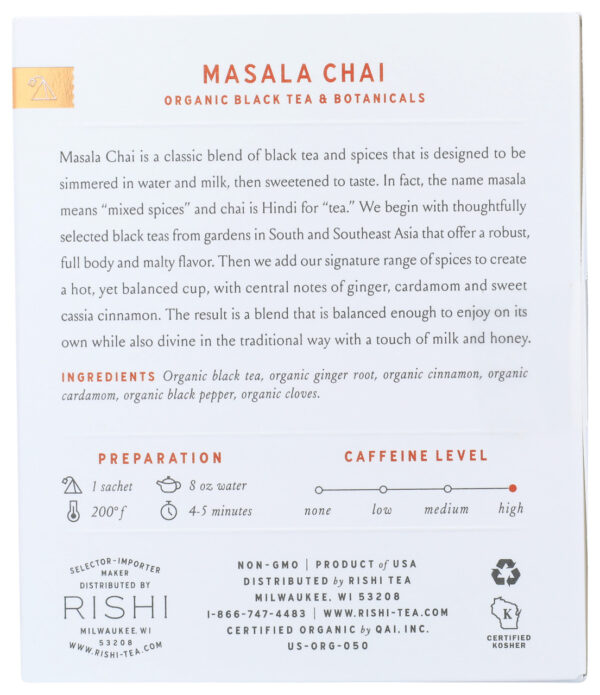OG2 RISHI MSALA CHAI TEA ( 6 X 15 BAG  ) - Image 2