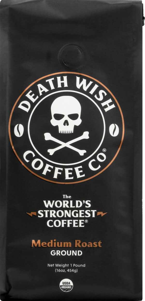 Death Wish Organic Medium Roast Ground Coffee 16 oz (Pack of 6) - Image 2