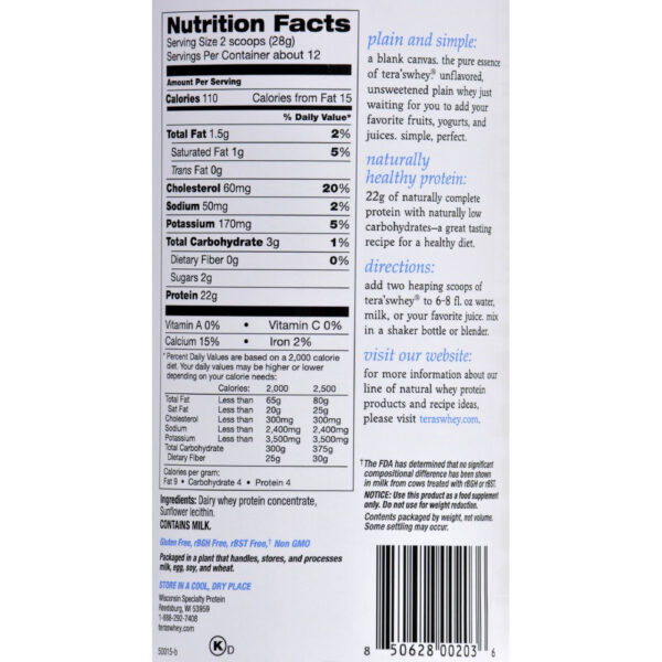 Tera's Whey rBGH Free Whey Protein  (1x12 OZ) - Image 2