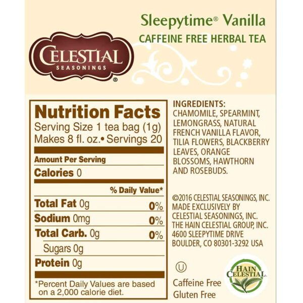 Celestial Seasonings Sleepytime Vanilla Herb Tea (6x20 Bag) - Image 4