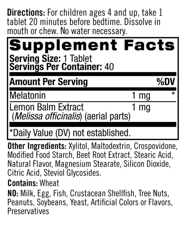 Natrol Kids Melatonin Sleep Fast Dissolving Strawberry Tablets 40 Tablets - Image 2