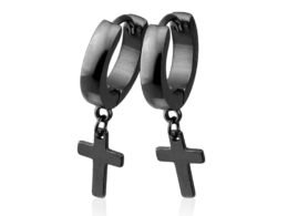 Dangle Cross Huggie Earrings