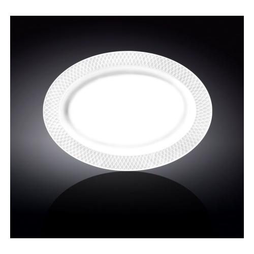 White Oval Platter With Embossed Wide Rim 14" inch X 10" inch |