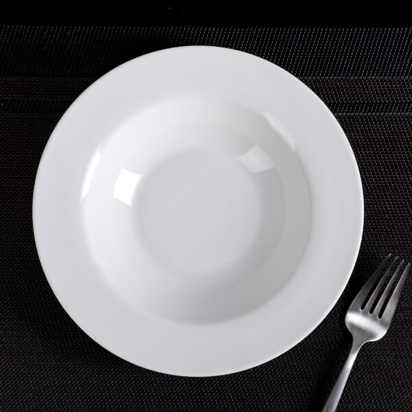 Professional Rolled Rim White Deep Plate 8" inch | 8 Fl Oz - Image 5