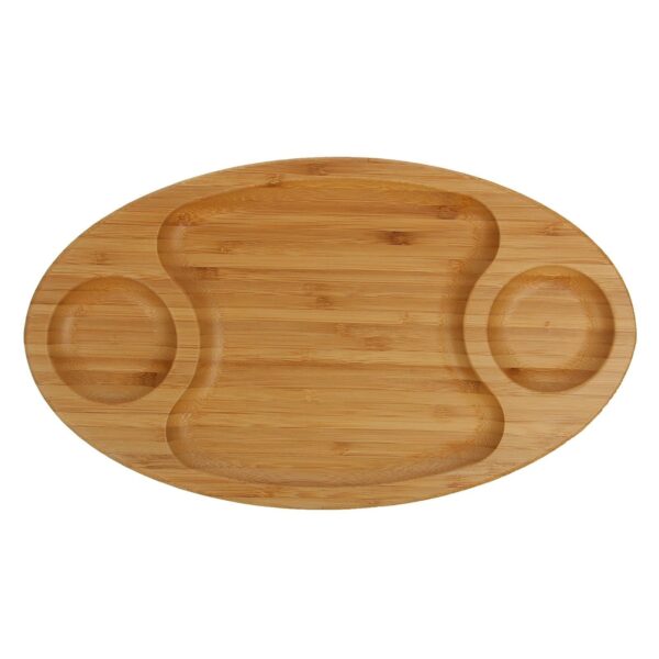 Fine Porcelain And Bamboo Serving Tray Combo Set With A Yin Yang 2 Section Saucer - Image 4