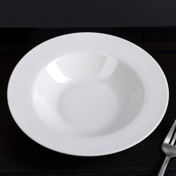 Professional Rolled Rim White Deep Plate 8" inch | 8 Fl Oz - Image 3