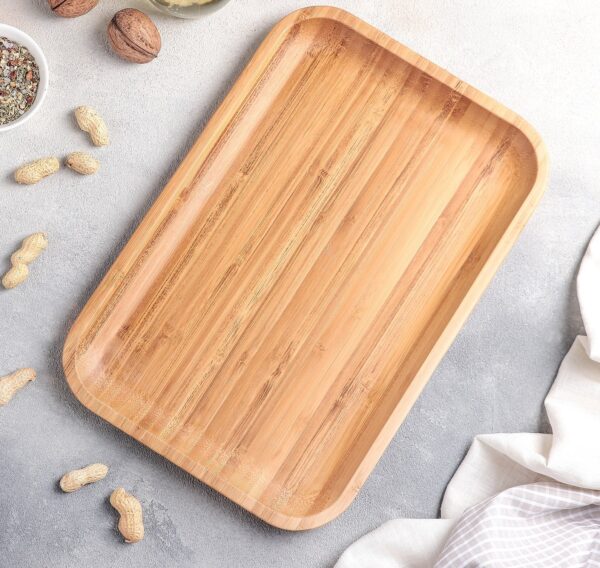 Bamboo Platter 12" inch X 8" inch | For Appetizers / Barbecue / Burger Sliders