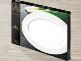White Oval Platter With Embossed Wide Rim 14" inch X 10" inch |In Gift Box
