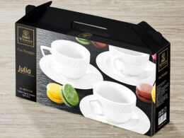 White 3 Oz | 90 Ml Coffee Cup & Saucer Set Of 6 In Gift Box