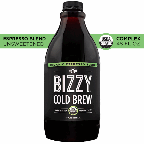 Bizzy Cold Brew Organic Complex Unsweetened Espresso Blend 48 oz (Pack of 6)