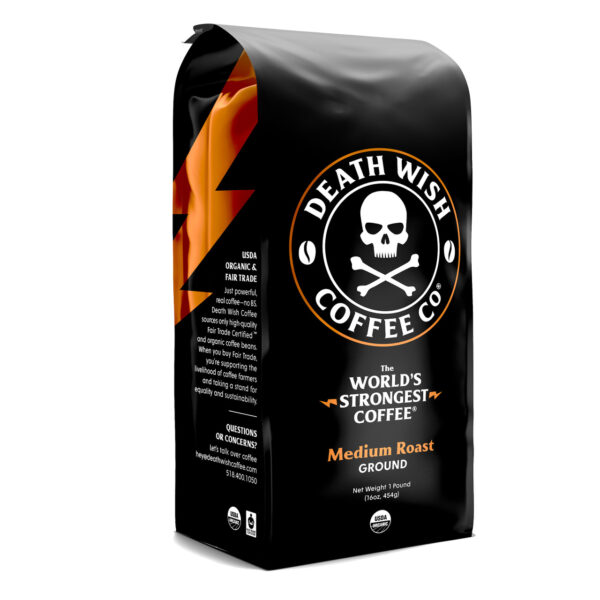 Death Wish Organic Medium Roast Ground Coffee 16 oz (Pack of 6)