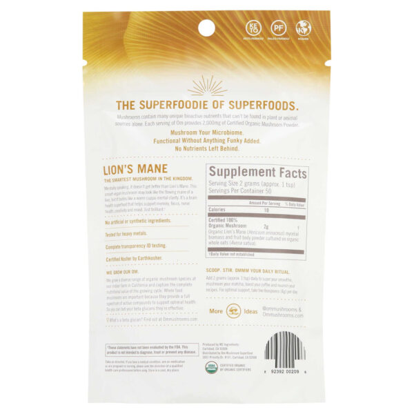 OM Organic Lion's Mane mushroom Powder 3.5 oz - Image 7