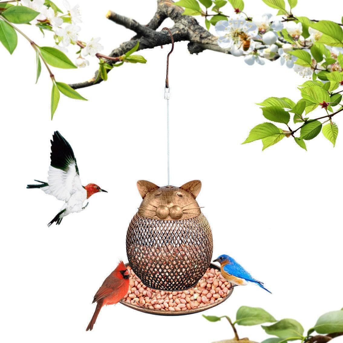 Cat Haven Bird Feeder: Charming Handmade Outdoor Decor For Feathered Friends