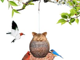Cat Haven Bird Feeder: Charming Handmade Outdoor Decor For Feathered Friends
