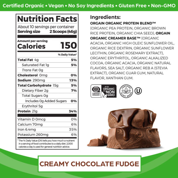 Orgain Creamy Chocolate Fudge (1X1.02 Lb  ) - Image 2