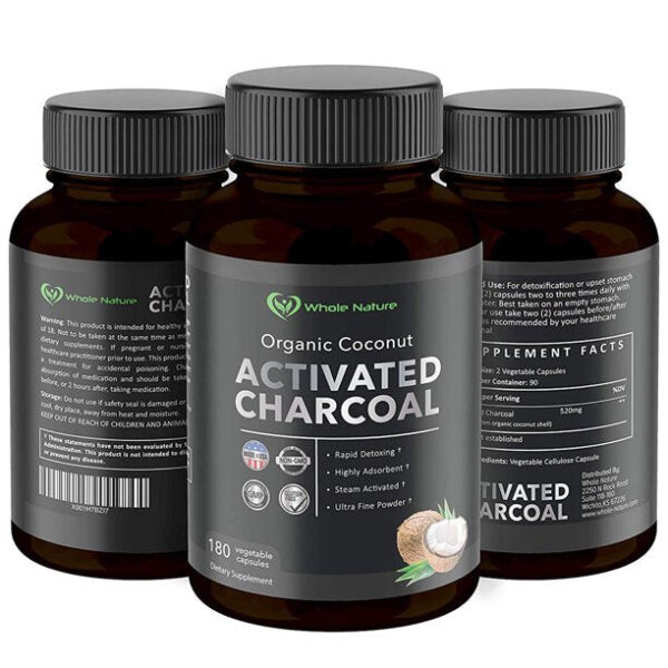 Whole Nature Organic Coconut Activated Charcoal Capsules, - Image 3