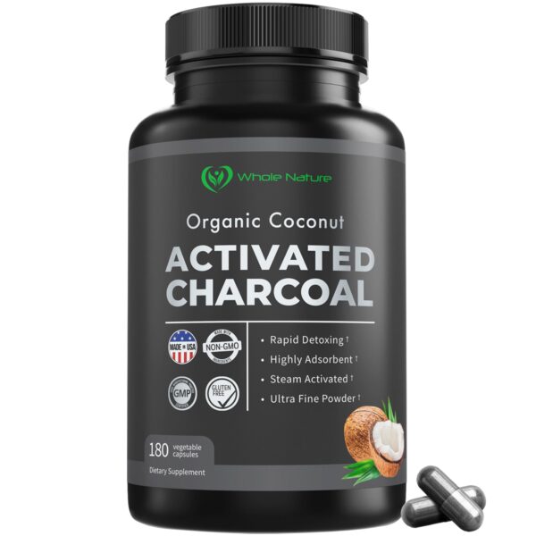 Whole Nature Organic Coconut Activated Charcoal Capsules, - Image 2