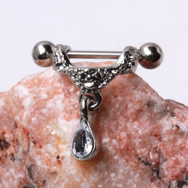 Celtic Floral Tiara Ear Cuff with Tear Drop Dangle - Image 2