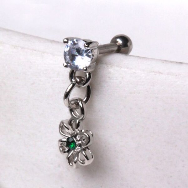 316L Stainless Steel Cartilage Earring with Flower Dangle - Image 2