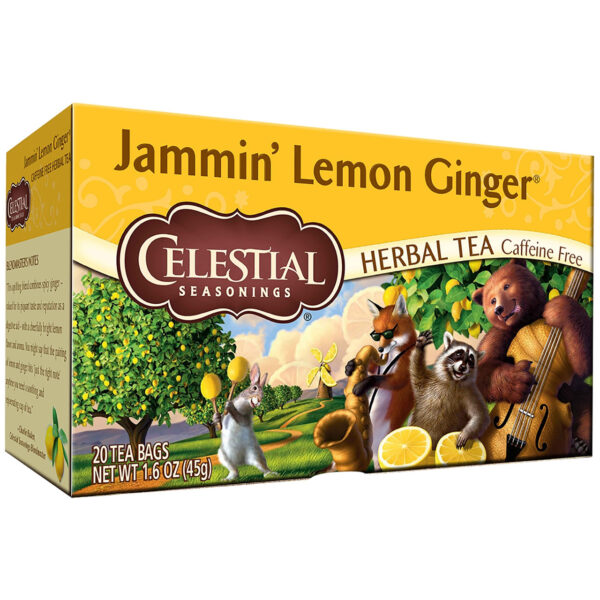 Celestial Seasonings Jammin' Lemon Ginger Herbal Tea (6x20 Bag) - Image 3