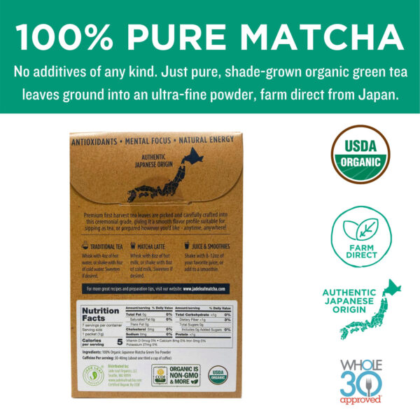 Jade Leaf Organic Ceremonial Grade Matcha 7 Single Serve Packets (Pack of 8 Boxes) - Image 2