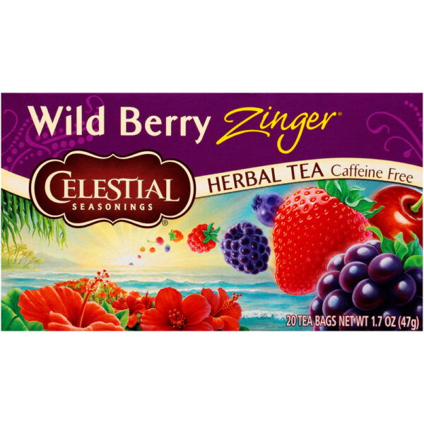 Celestial Seasonings Wild Berry Zinger Herbal Tea 20 Tea Bags (Pack of 6 Boxes)