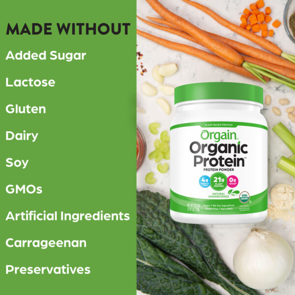 Orgain Organic Unsweetened Plant Protein Powder 1.59 lb - Image 5