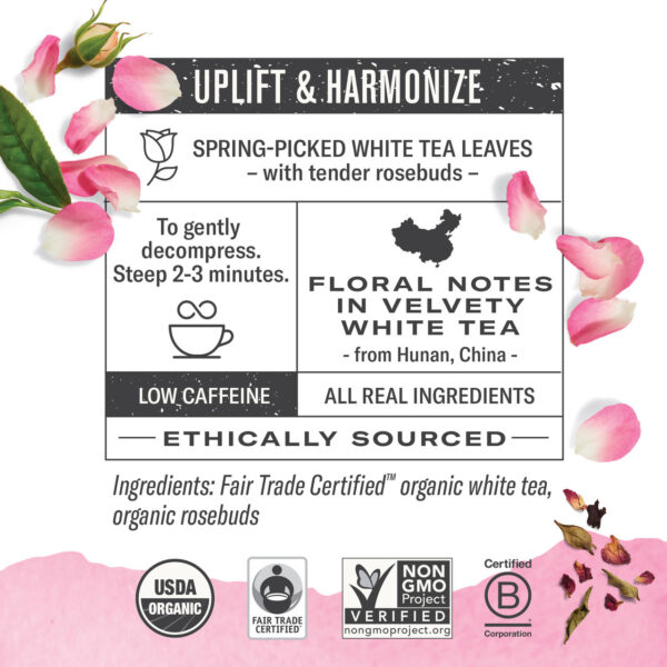 Numi Organic White Rose White Tea 16 Tea Bags (Pack of 6 Boxes) - Image 3
