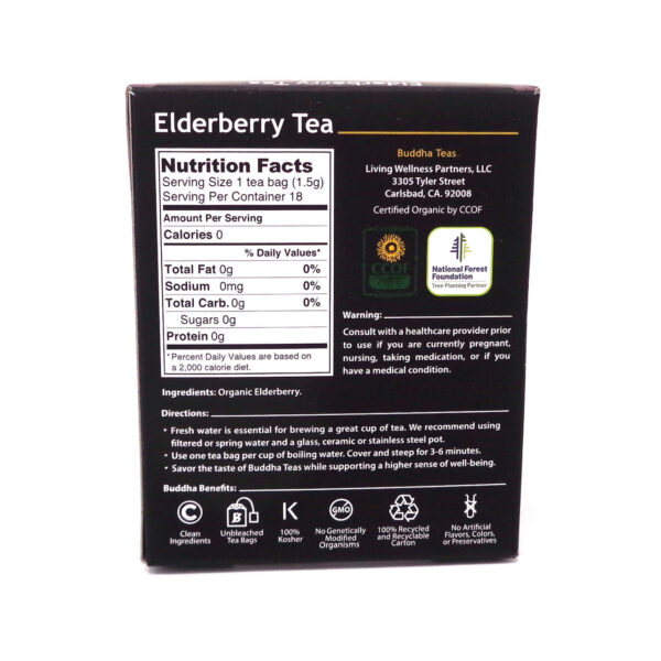 Buddha Teas Organic Elderberry Tea 18 Tea Bags (Pack of 6 Boxes) - Image 2