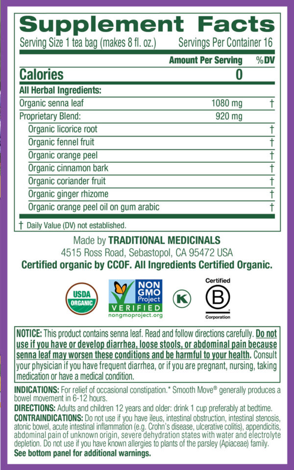Traditional Medicinals Smooth Move Herb Tea (6x16 Bag) - Image 4