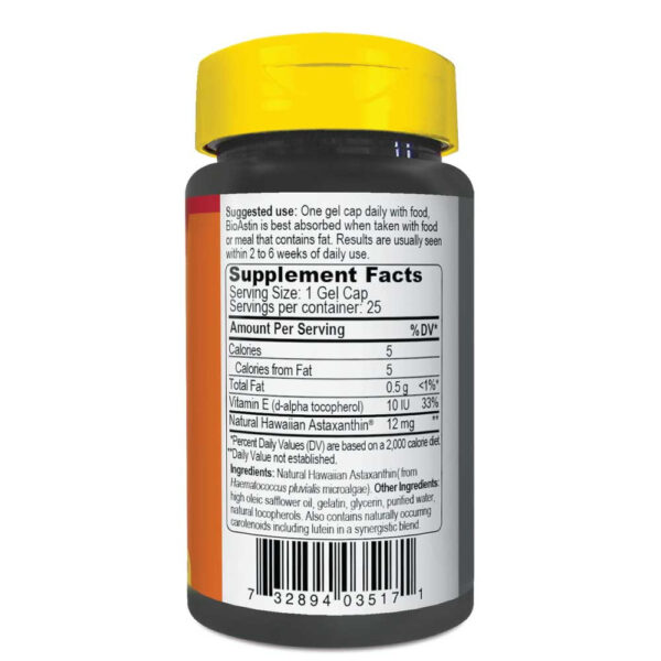 BioAstin Hawaiian Astaxanthin 25 Softgels - Image 2