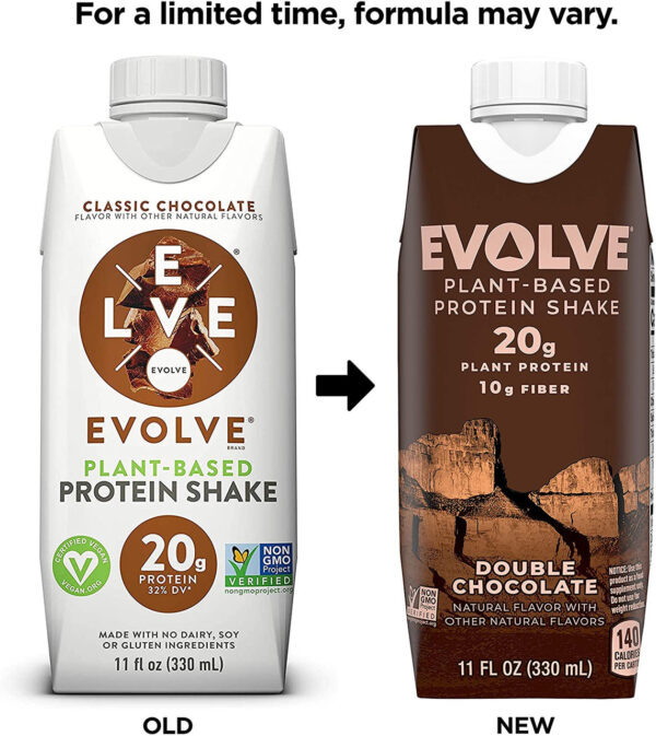 Evolve Double Chocolate Plant Based Protein Shake 4 Protein Shakes (Pack of 3) - Image 3