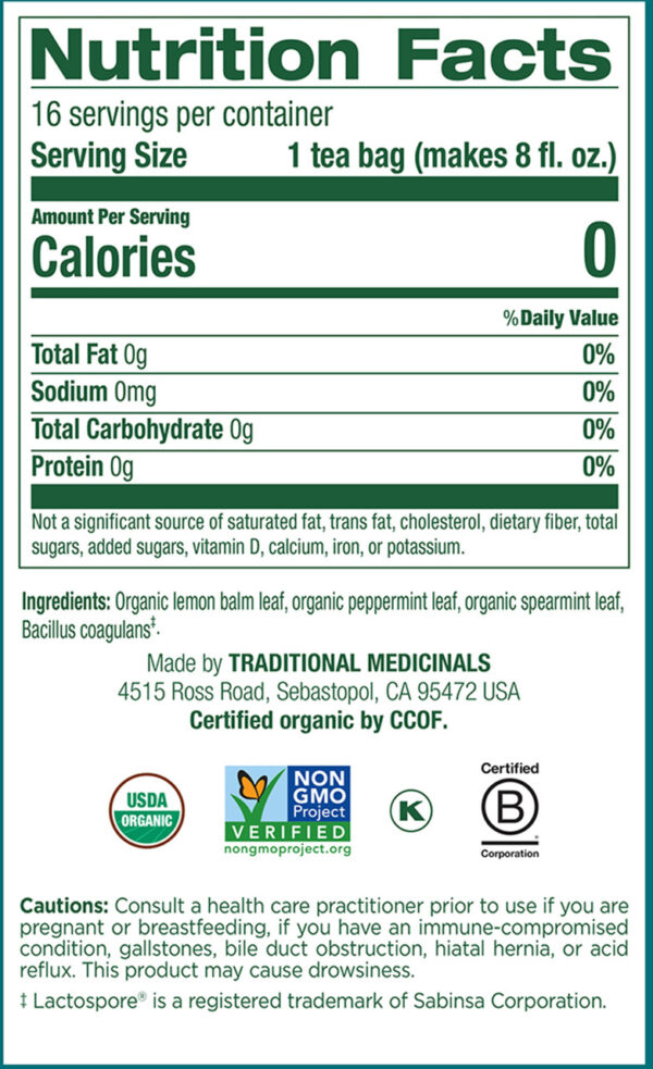 Traditional Medicinals Organic Peppermint Delight Probiotic Tea 16 Tea Bags (Pack of 6 Boxes) - Image 4