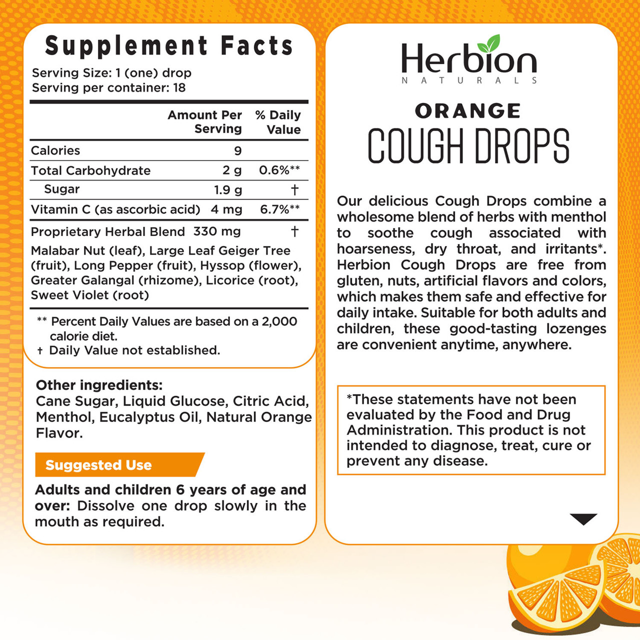 Herbion Naturals Organge Cough Drops 18 Drops - Image 3