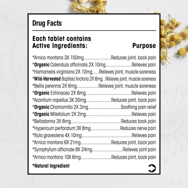 T-Relief Arnica+122 Lasting Pain Relief 100 Tablets - Image 2