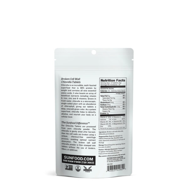 Sunfood Broken Cell Wall Chlorella Tablets 2 oz - Image 2