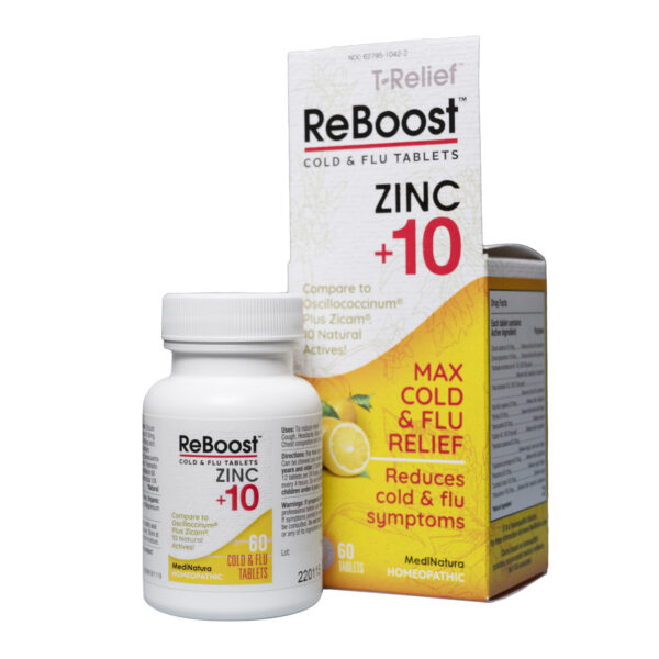 ReBoost Zinc + 10 Max Cold & Flue Relief 60 Tablets