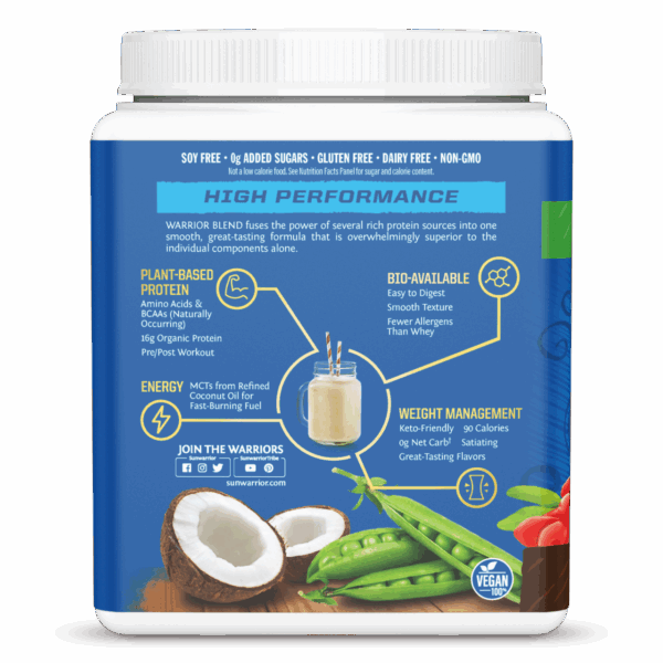 Sunwarrior Organic Chocolate Flavor Protein Blend 13.2 oz - Image 3