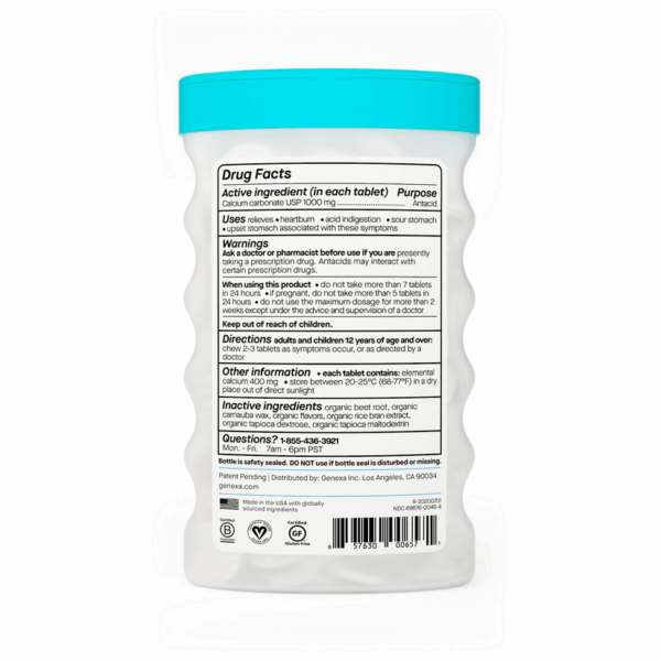 Genexa Antacid Maximum Strength 72 Tablets - Image 3