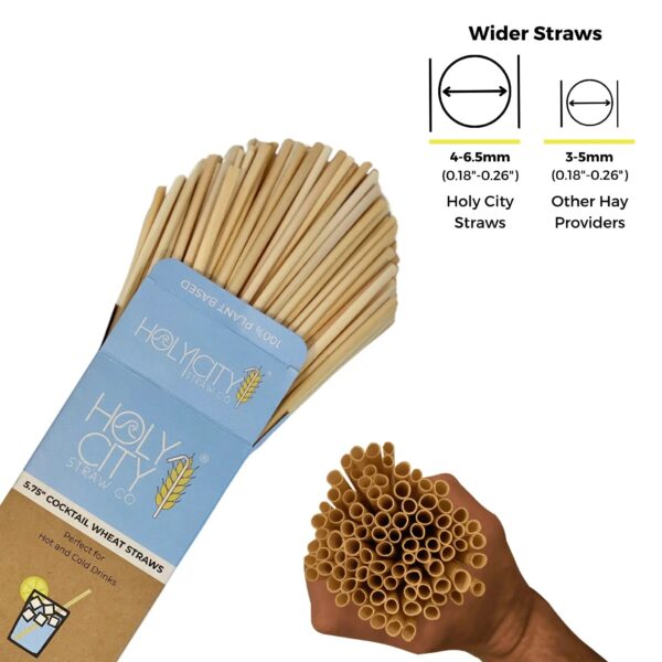 5.75" Cocktail Wheat Straws - Image 3