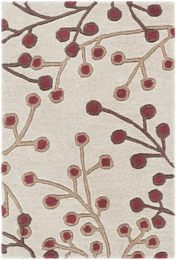 Elsu Beige&Burgandy Wool Rug - Image 9