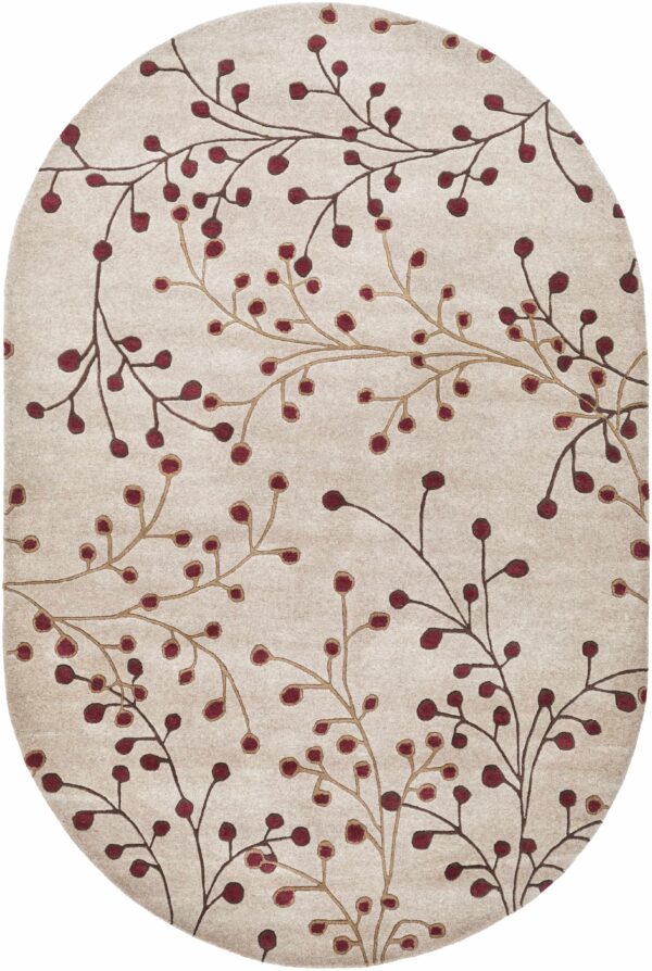 Elsu Beige&Burgandy Wool Rug - Image 26