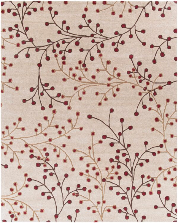 Elsu Beige&Burgandy Wool Rug - Image 2