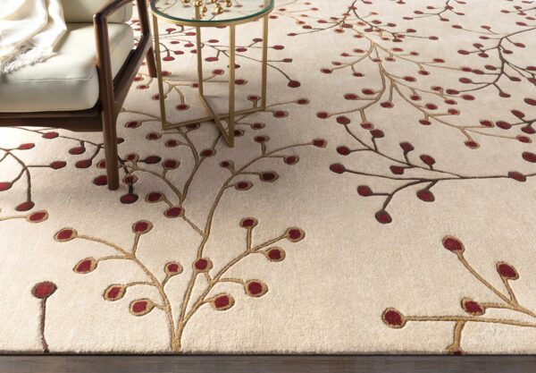 Elsu Beige&Burgandy Wool Rug - Image 3