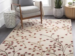 Elsu Beige&Burgandy Wool Rug