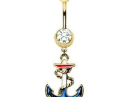 Vintage Anchor Dangle Navel Ring