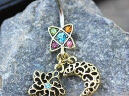 316L Stainless Steel Golden Moon & Star Dangle Navel Ring