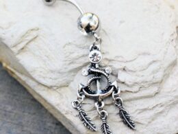 316L Stainless Steel Anchor and Feather Dangle Navel Ring
