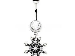 Spiked Nautical Compass Dangle Navel Ring