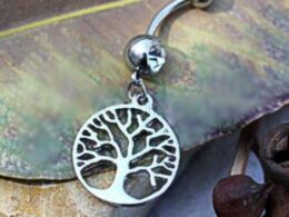 316L Stainless Steel Tree of Life Dangle Navel Ring